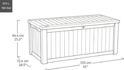 Keter Westwood Opbergbox - 570 L - 155x72.4x64.4 Cm - Grafiet -Tuinmeubilair Verkoopwinkel 1200x673