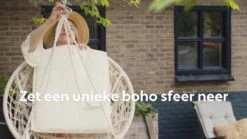 Vita5 Macramé Hangstoel - Voor Binnen En Buiten - Zonder Standaard - Incl. Kussen, Boekenvak En Beschermhoes - Tot 150kg - Grijs -Tuinmeubilair Verkoopwinkel 1200x675 5