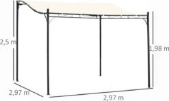 Outsunny Pergola Partytent Paviljoen Overkapping Tent Metaal Crème 297x297 Cm 84C-038 13 Outsunny Pergola Partytent Paviljoen Overkapping Tent Metaal Crème 297x297 Cm 84C-038 -Tuinmeubilair Verkoopwinkel 1200x717 3