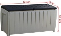 Keter Novel Opbergbox - 340L - 124x55x62.5cm - Grijs -Tuinmeubilair Verkoopwinkel 1200x718 1