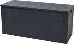 KOOPMAN Kussenbox - Tuinkist - Opslagbox - 240 Liter - Met Verzonken Handgrepen - 115x45x53CM - Zwart -Tuinmeubilair Verkoopwinkel 1200x721