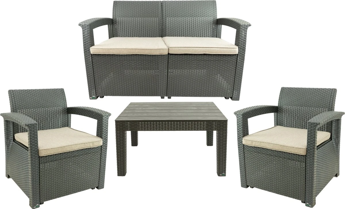 MaxxGarden Rattan Loungeset - 4 Persoons Zithoek - Design Wicker Tuinset 1 MaxxGarden Rattan Loungeset - 4 Persoons Zithoek - Design Wicker Tuinset