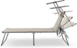 Blumfeldt Amalfi Ligstoel Tuin , Ligbed 70x37x200cm , Schuimrubberbekleding En Hoofdkussen , Rugleuning Verstelbaar Op 5 Standen , Zonnekap Voor Zonnebaden Zonder Verblind Te Worden -Tuinmeubilair Verkoopwinkel 1200x750