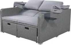 Polyrattan Patio Rieten Meubels Set Voor 2 Personen-Outdoor Rattan Sofa Set Met Intrekbare Luifel-lounge Bank-PE Rotan Loveseat Voor Achtertuin Veranda Tuin Zwembad Balkon-grijs -Tuinmeubilair Verkoopwinkel 1200x761