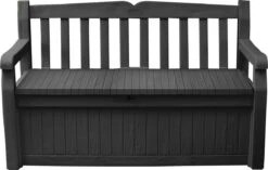 Keter Eden Garden Bench Opbergbank - 265L - 140x60x84cm - Zwart/Grijs -Tuinmeubilair Verkoopwinkel 1200x763