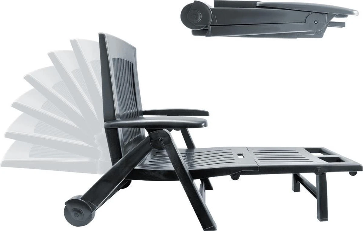 Casaria Ligstoel Zircone – Verstelbaar/Wielen Tot 120 Kg – Antraciet 5 Casaria Ligstoel Zircone – Verstelbaar/Wielen Tot 120 Kg – Antraciet - Afbeelding 5