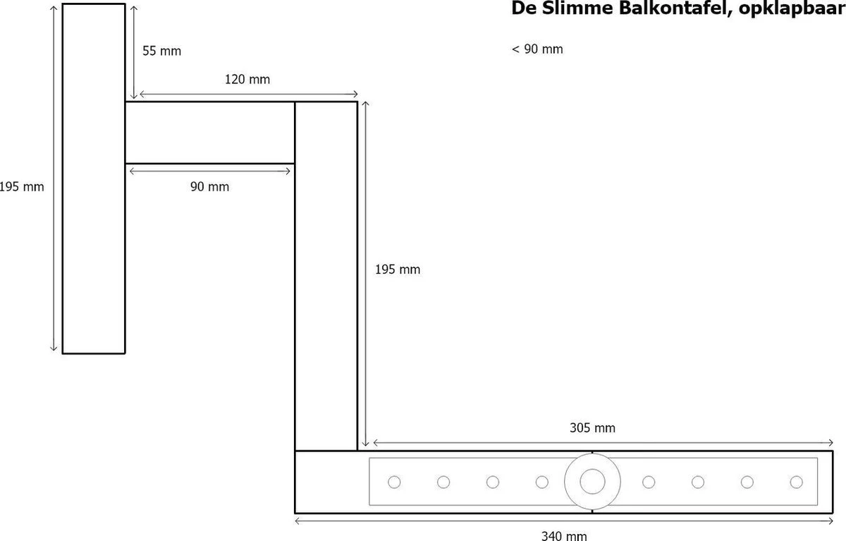 GoudmetHout Inklapbare Balkontafel - Balkonbar - Balkon Tafel - 99 Cm - Hout - Transparant Wash - Reling Smal 3 GoudmetHout Inklapbare Balkontafel - Balkonbar - Balkon Tafel - 99 Cm - Hout - Transparant Wash - Reling Smal - Afbeelding 3
