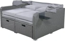 Polyrattan Patio Rieten Meubels Set Voor 2 Personen-Outdoor Rattan Sofa Set Met Intrekbare Luifel-lounge Bank-PE Rotan Loveseat Voor Achtertuin Veranda Tuin Zwembad Balkon-grijs -Tuinmeubilair Verkoopwinkel 1200x769