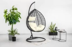 Hangstoel - Ei Stoel - Met Frame - Zwart Beige - Tot 125 Kg -Tuinmeubilair Verkoopwinkel 1200x780 1