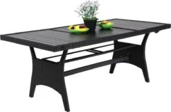 Casaria Polyrattan Tuintafel - WPC Tafelblad 190x90x74 Cm – Zwart -Tuinmeubilair Verkoopwinkel 1200x783 3
