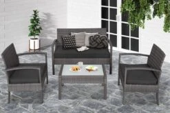 Casaria Polyrattan Loungeset – 2 Stoelen 1 Bank 1 Tafel - Antraciet -Tuinmeubilair Verkoopwinkel 1200x798 5