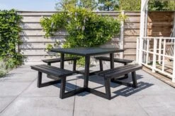 MaximaVida Vierkante Aluminium Picknicktafel Dex 215 Cm Zwart - Lage Instap -Tuinmeubilair Verkoopwinkel 1200x800 131