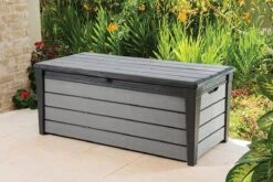 Keter Brushwood Opbergbox - Kussenbox - 455L - 145x69,7x60,3cm - Grafiet -Tuinmeubilair Verkoopwinkel 1200x800 153
