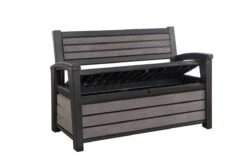 Keter - Hudson Bench Box - 2-zits Bank - Opbergbox - Hout Look & Feel - 227L - 138x63x89cm - Antraciet -Tuinmeubilair Verkoopwinkel 1200x800 87