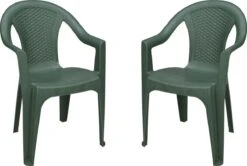 4goodz Isola Groen 2x Stapelbare Tuinstoelen - Plaatsbesparend