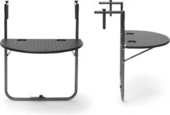 Relaxdays Balkontafel Inklapbaar, Balkon Tafel Rotan, Hangtafel Reling - Zwart -Tuinmeubilair Verkoopwinkel 1200x817