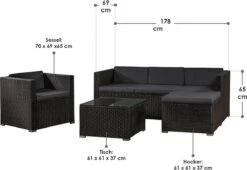 Polyrotan Loungeset Punta Cana L - Zwart -Tuinmeubilair Verkoopwinkel 1200x828 5