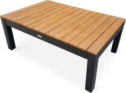 Loungeset 5 Plaatsen Van Aluminium En Eucalyptus – NAZCA – Antraciet Structuur, Lichtgrijs Kussens -Tuinmeubilair Verkoopwinkel 1200x885 1