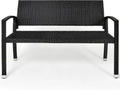 Casaria Polyrattan Tuinbank – 2 Zits UV-bestendig - Zwart -Tuinmeubilair Verkoopwinkel 1200x901 4