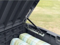 Keter - Borneo Opbergbox - 416 Liter - 129.5 X 62.5 X 70 Cm - Antraciet -Tuinmeubilair Verkoopwinkel 1200x903