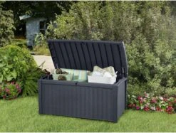 Keter - Borneo Opbergbox - 416 Liter - 129.5 X 62.5 X 70 Cm - Antraciet -Tuinmeubilair Verkoopwinkel 1200x907