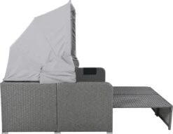 Polyrattan Patio Rieten Meubels Set Voor 2 Personen-Outdoor Rattan Sofa Set Met Intrekbare Luifel-lounge Bank-PE Rotan Loveseat Voor Achtertuin Veranda Tuin Zwembad Balkon-grijs -Tuinmeubilair Verkoopwinkel 1200x929