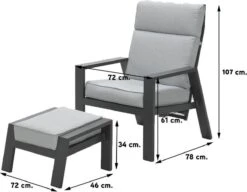 Garden Impressions Max Verstelbare Stoel + Voetenbank -Tuinmeubilair Verkoopwinkel 1200x933