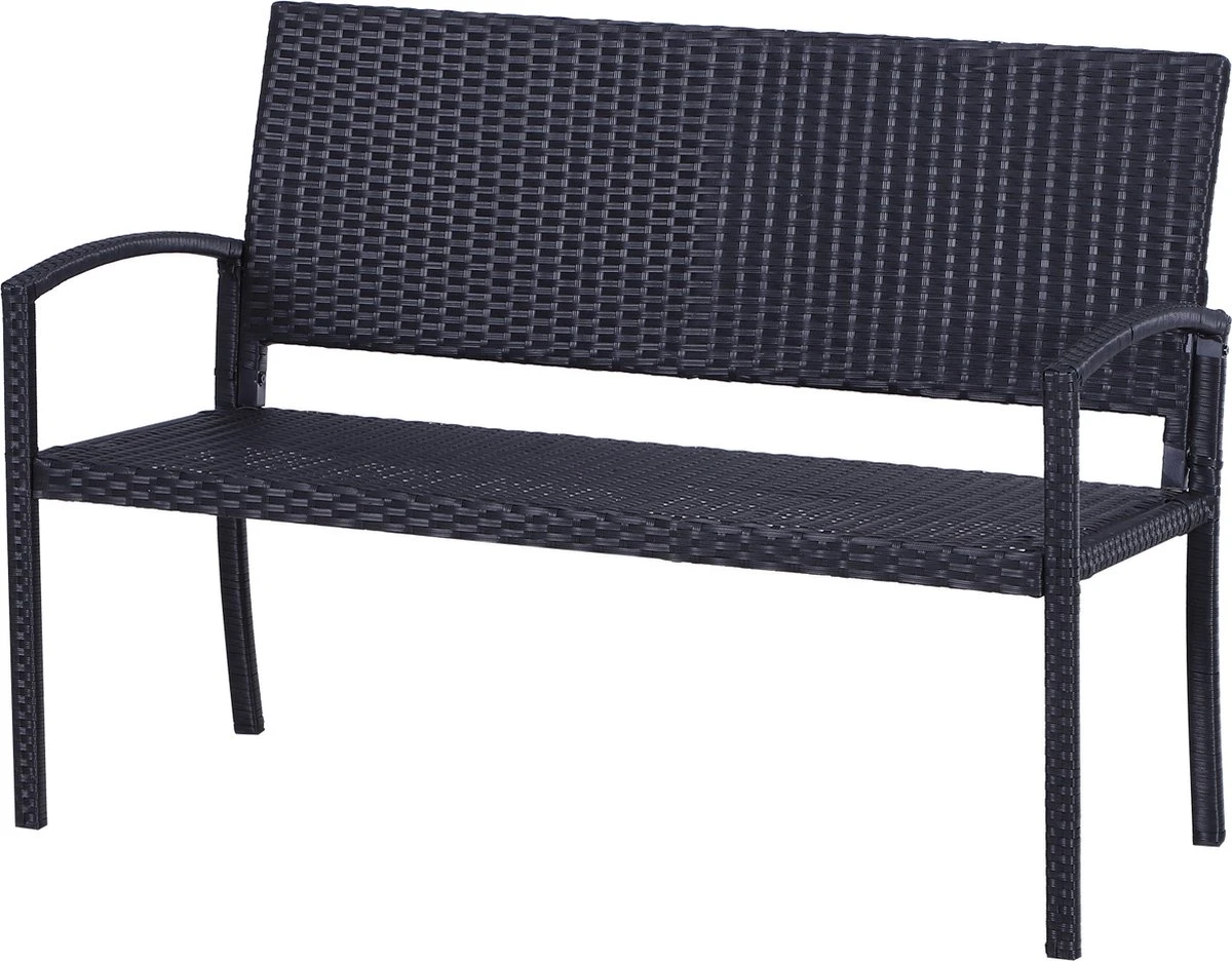 Outsunny Polyrotan Tuinbank 2-zits Parkbank Bank Staal Zwart 867-022 1 Outsunny Polyrotan Tuinbank 2-zits Parkbank Bank Staal Zwart 867-022