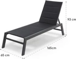 Blumfeldt Renazzo Lounge Ligstoel - Ligbed Voor De Tuin - Aluminium Tuinstoel - 6 Standen - Waterafstotend - Bekleding Van 70 % Pvc En 30 % Polyetheen - Zwart -Tuinmeubilair Verkoopwinkel 1200x940