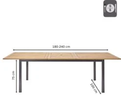 NATERIAL - Uitschuifbare Tuintafel ORIS - Uitschuifbare Tafel Voor 6 Tot 8 Personen - 180-240x100 Cm - Aluminium - Hout Eucalyptus -Tuinmeubilair Verkoopwinkel 1200x958