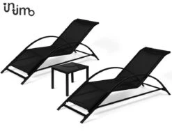 Intimo Ligbeddenset + Tafel - Zwart - 163x60x65/45x45x40 -Tuinmeubilair Verkoopwinkel 1200x960 2