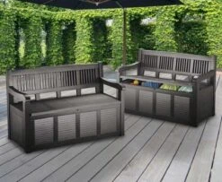 Merkloos Opbergbank Van Kunststof | 130 X 60 Cm | Antraciet -Tuinmeubilair Verkoopwinkel 1200x988 1