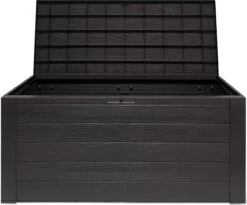 Merkloos Woody Tuin Opbergbox - 324 Liter 45x120x60 Cm - Tuinkussenbox - Antraciet/bruin -Tuinmeubilair Verkoopwinkel 1200x996