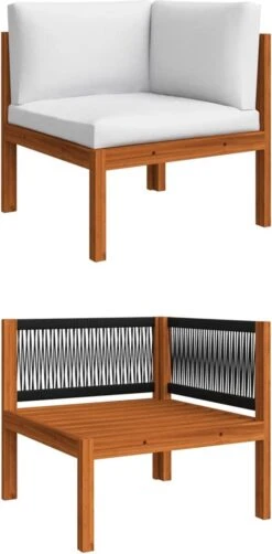 Decoways - 5-delige Loungeset Met Kussens Massief Acaciahout Crèmekleurig -Tuinmeubilair Verkoopwinkel 590x1200