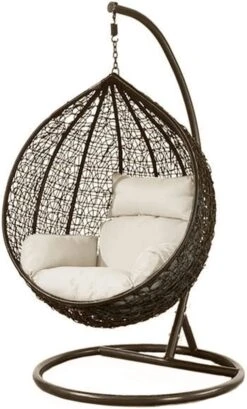 Hangstoel - Ei Stoel - Met Frame - Bruin-beige - Tot 125 Kg