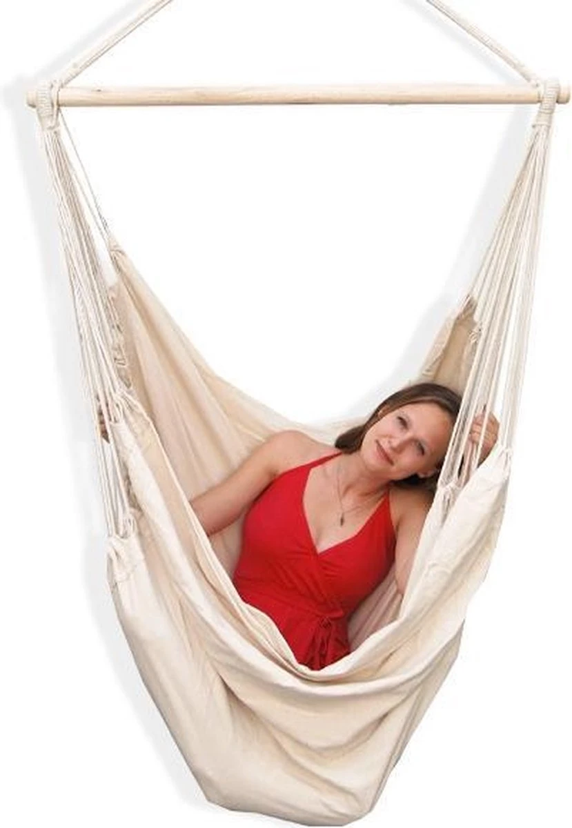 XXL 2 Persoons Hangstoel 185x130 - Zit Hangmat Met Spreidstok Tot 150 Kg - Binnen En Buiten 8 XXL 2 Persoons Hangstoel 185x130 - Zit Hangmat Met Spreidstok Tot 150 Kg - Binnen En Buiten - Afbeelding 8