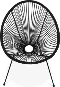 Set Van 2 Design Stoelen Ei-vormig - Acapulco Zwart - Stoelen 4 Poten Retro Design, Plastic Koorden, Binnen/buiten -Tuinmeubilair Verkoopwinkel 830x1200