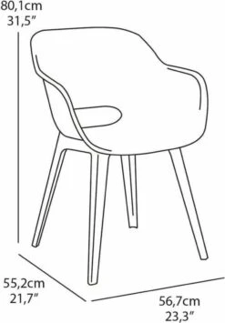 Allibert Akola Tuinstoelen - 2 Stuks -56,5x55x80cm - Donkergrijs -Tuinmeubilair Verkoopwinkel 834x1200