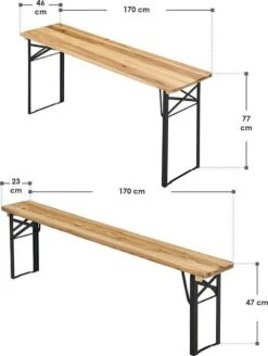 Merkloos Biertafelset / Bierbank - 3-delig - 170cm -Tuinmeubilair Verkoopwinkel 905x1200