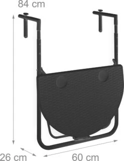 Relaxdays Balkontafel Inklapbaar, Balkon Tafel Rotan, Hangtafel Reling - Zwart -Tuinmeubilair Verkoopwinkel 926x1200