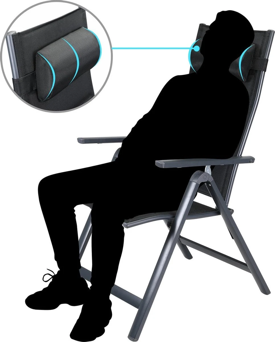 Casaria Tuinstoel Aluminium - 2 Stuks Inklapbaar - Antraciet 6 Casaria Tuinstoel Aluminium - 2 Stuks Inklapbaar - Antraciet - Afbeelding 6